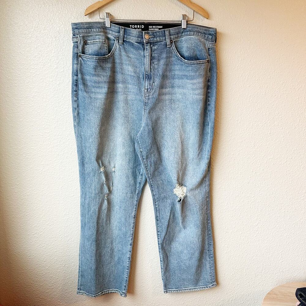 Torrid High-Rise Straight Classic Denim Distressed Jeans Size 22 Short
